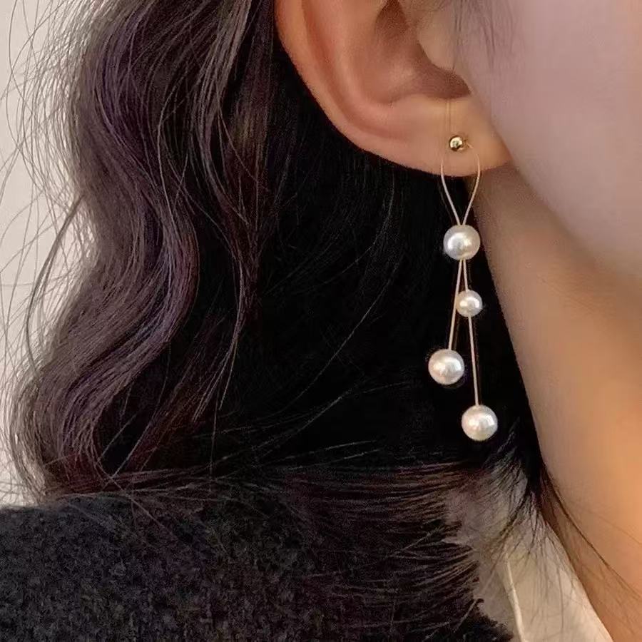 Ethereal Tassel Pearl Earrings For Women