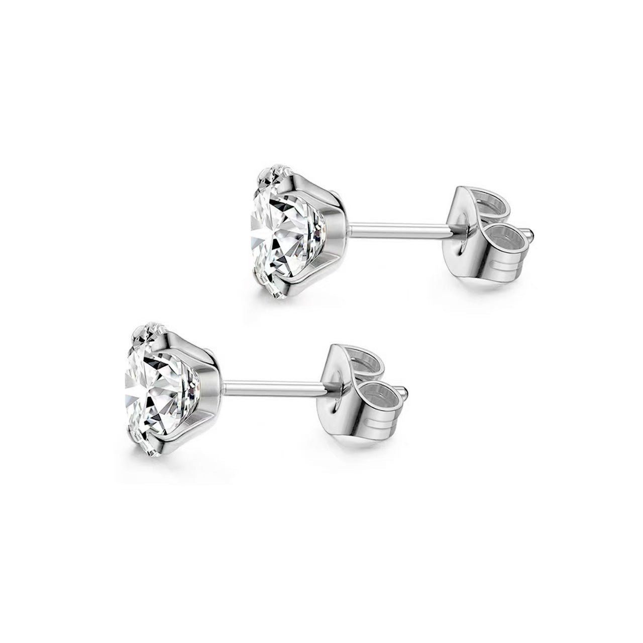 Stainless Steel Piercing Titanium Stud Earrings With Zircon Inlays