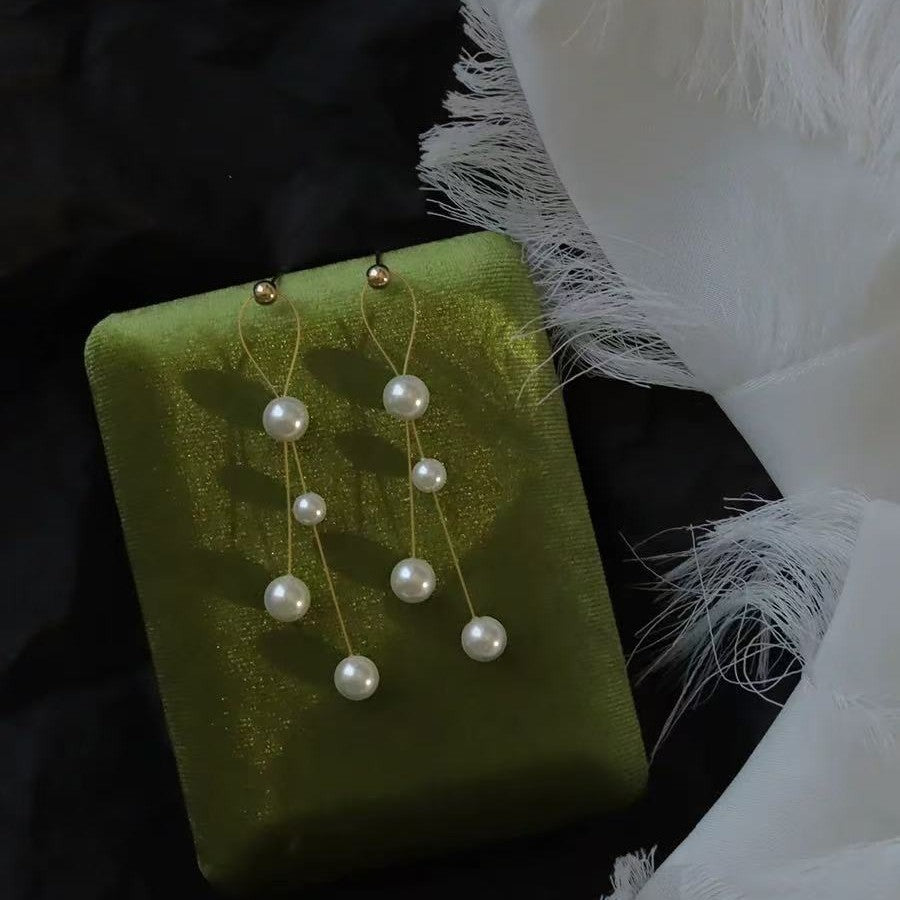 Ethereal Tassel Pearl Earrings For Women