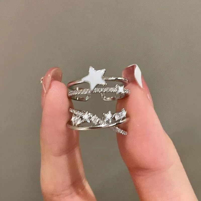 Stylish Personalized Double-layer Star Zircon Ring For Women