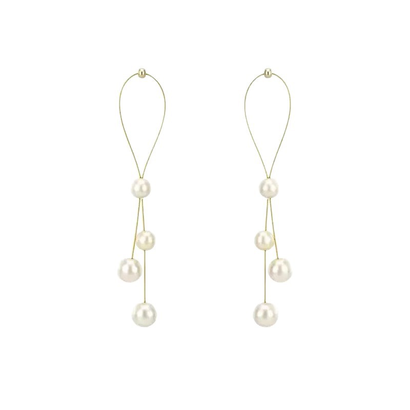 Ethereal Tassel Pearl Earrings For Women