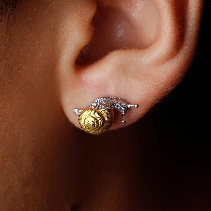 Silver-plated Gold Snail Stud Earrings