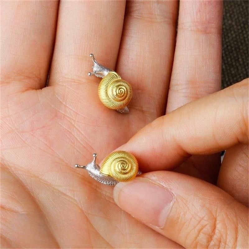 Silver-plated Gold Snail Stud Earrings