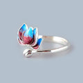 Retro Womens Fashion Lotus-Design Open Ring