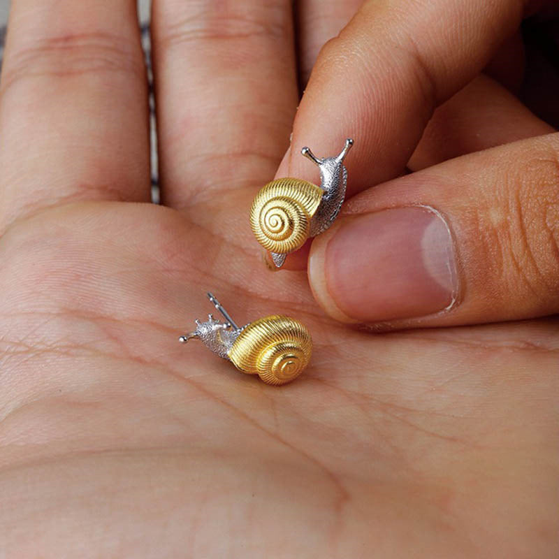Silver-plated Gold Snail Stud Earrings