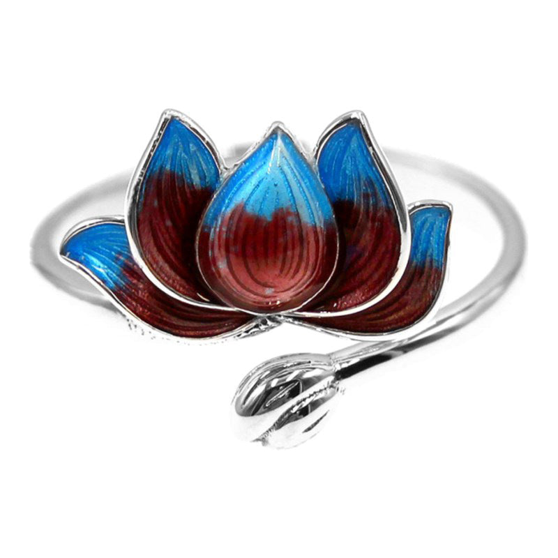 Retro Womens Fashion Lotus-Design Open Ring