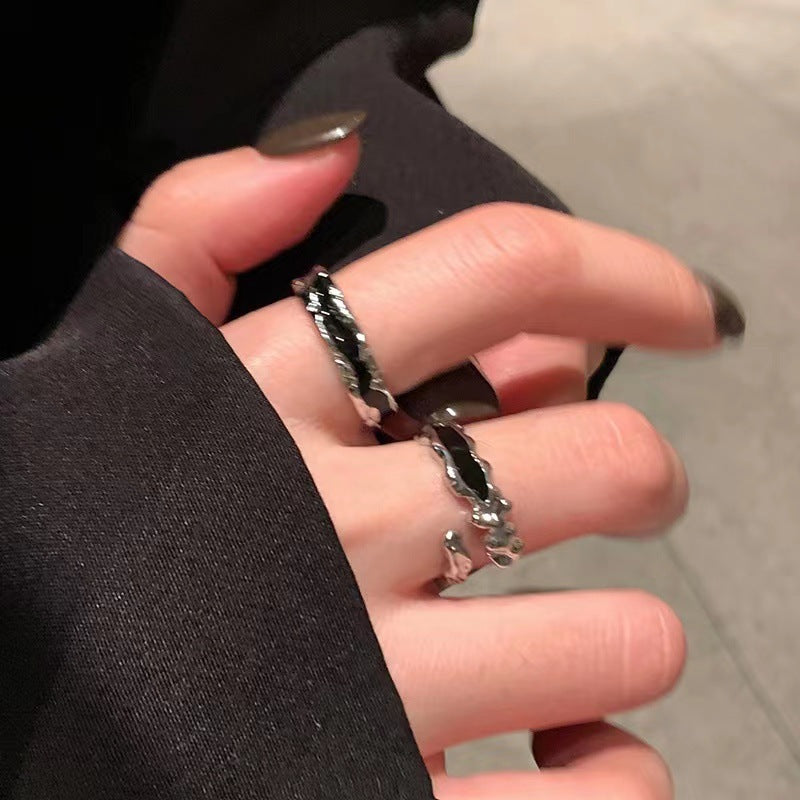 Retro Dripped Glaze Open Ring For Women
