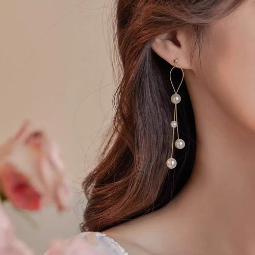 Ethereal Tassel Pearl Earrings For Women