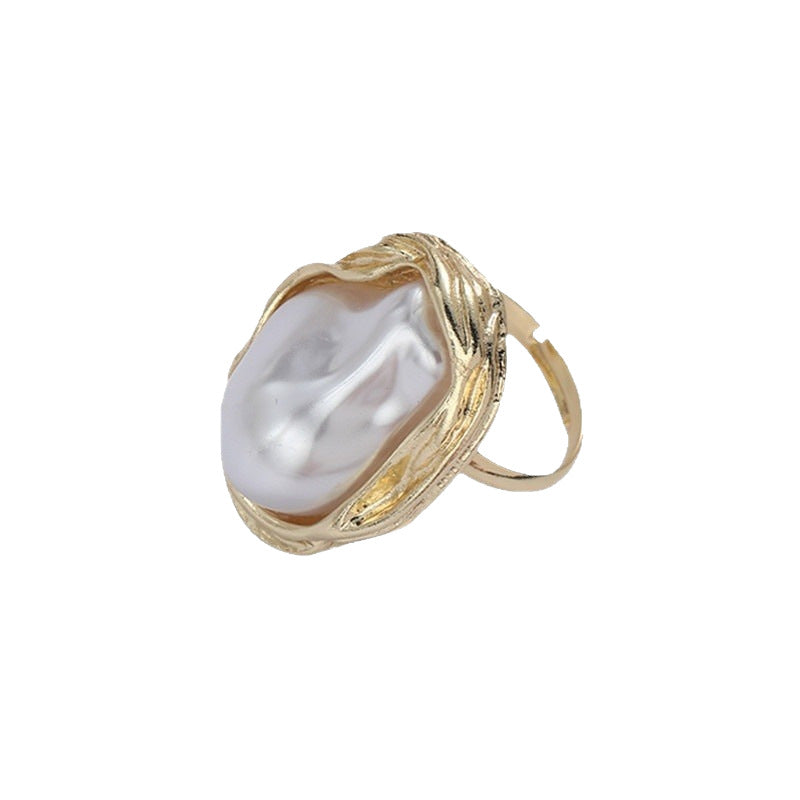 Retro Irregular-Shaped Pearl Ring For Women